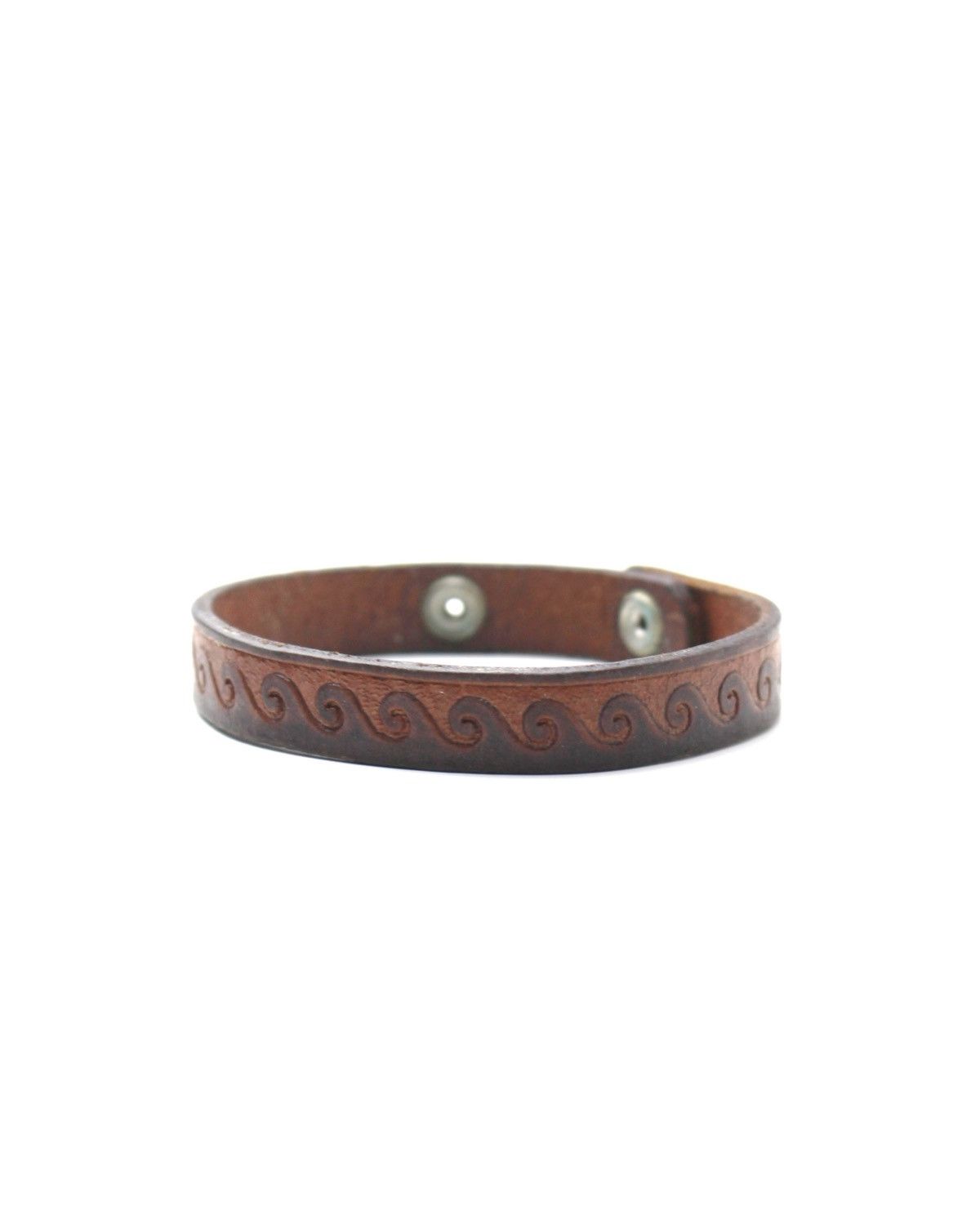 Vintage 2000S JAPANESE LEATHER BRACELET WITH WAVE PATTERN Size ONE SIZE - 4 Thumbnail