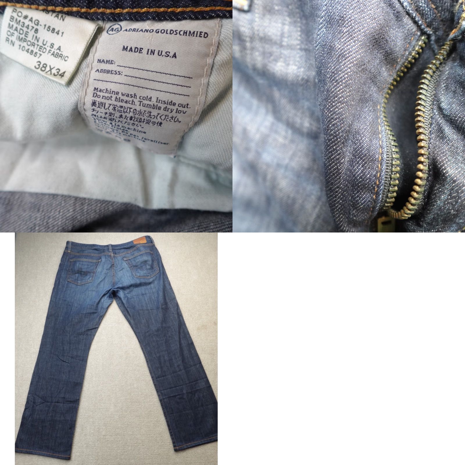 Vintage The Protege AJ Jeans 38 x 32 Blue Cotton Straight Made in USA Size US 38 / EU 54 - 9 Thumbnail