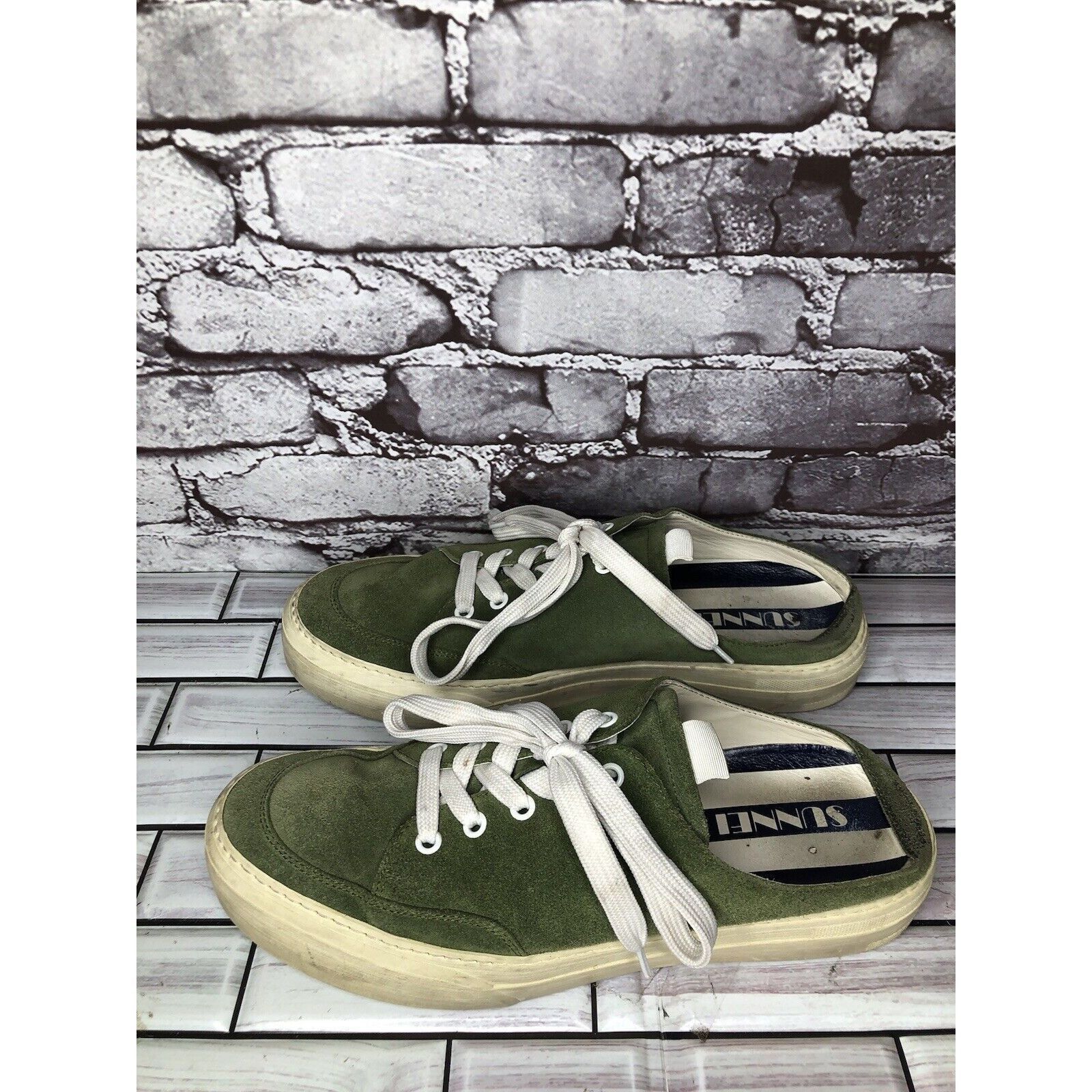 Sunnei Sunnei Green Suede Leather Slip On Lace Up Comfort Shoes Wom Size US 11 / IT 41 - 1 Thumbnail