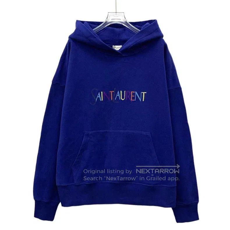 Saint Laurent Paris Saint Laurent Blue Letter Print Hoodie. Size US M / EU 48-50 / 2 - 1 Thumbnail