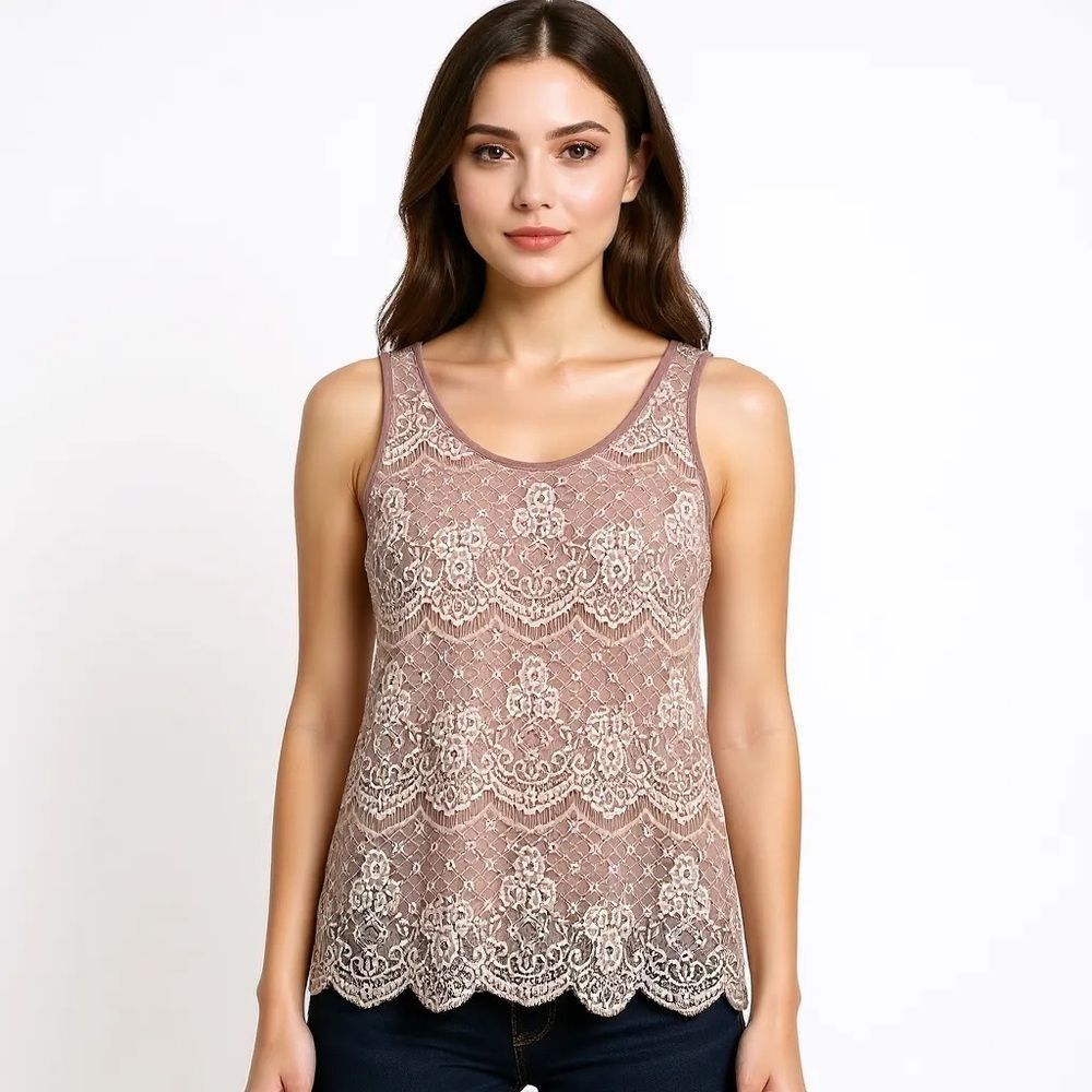 Other Maurices Pink Lace Tank Top Small Size S / US 4 / IT 40 - 1 Thumbnail