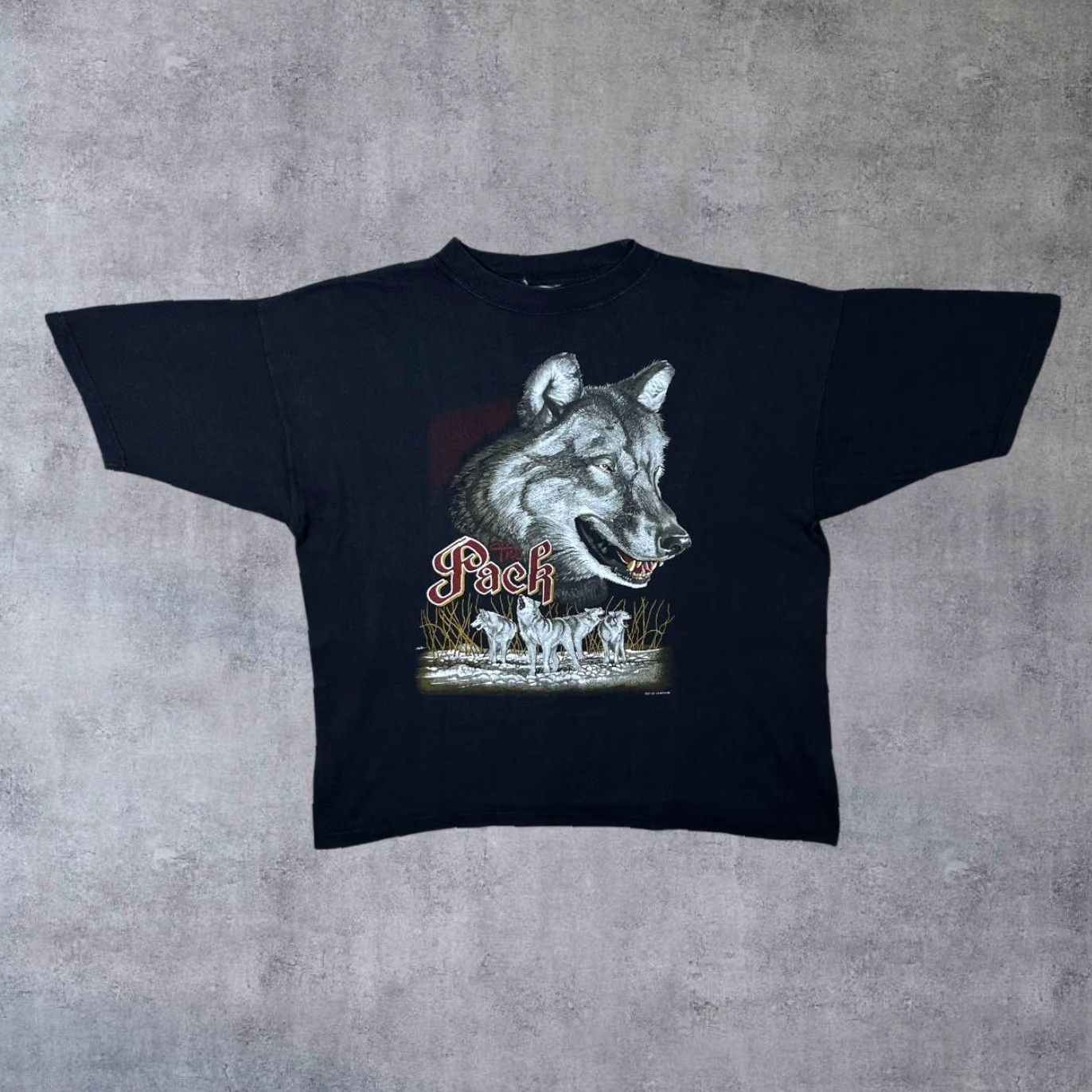 Vintage Vintage Zip It London “The Pack” Wolf Animal Nature Wildlife Graphic T-Shirt Large XL Black Mens Regular Short Sleeve Cotton Size US L / EU 52-54 / 3 - 2 Thumbnail