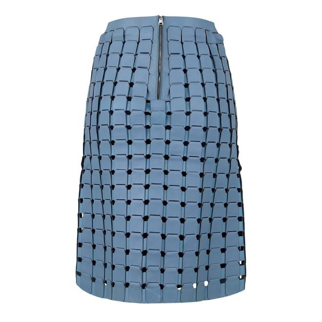 Bottega Veneta Bottega Veneta Bv Leather Skirt in Blue Size 28" / US 6 / IT 42 - 2 Thumbnail