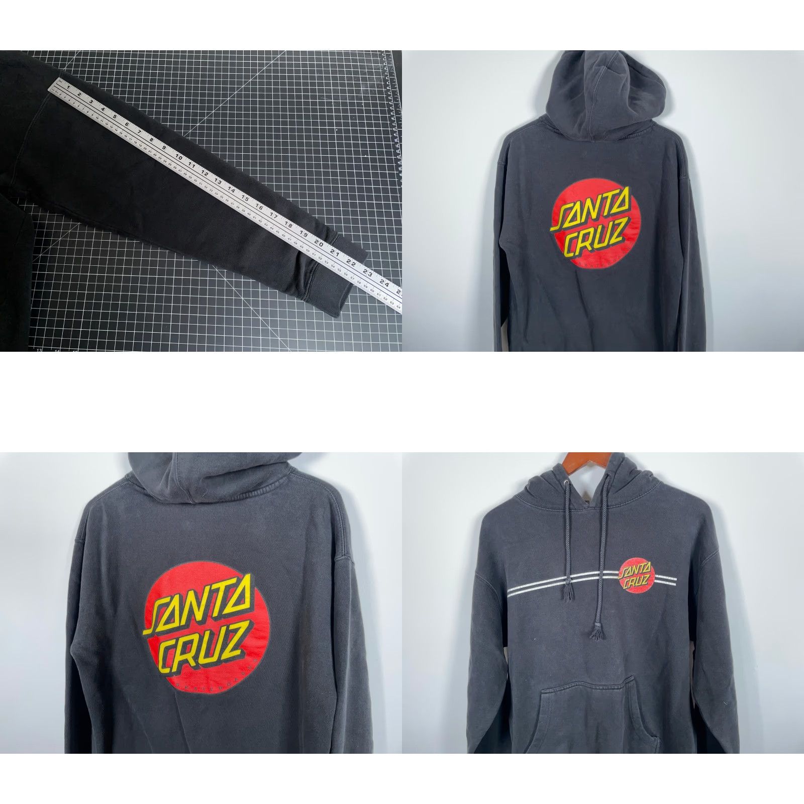 Vintage Santa Cruz Skateboards Hoodie Men Medium Black Sweatshirt Double Sided Graphic Print Pullover Pockets Heavyweight Crew Neck Fleece Size US M / EU 48-50 / 2 - 8 Thumbnail