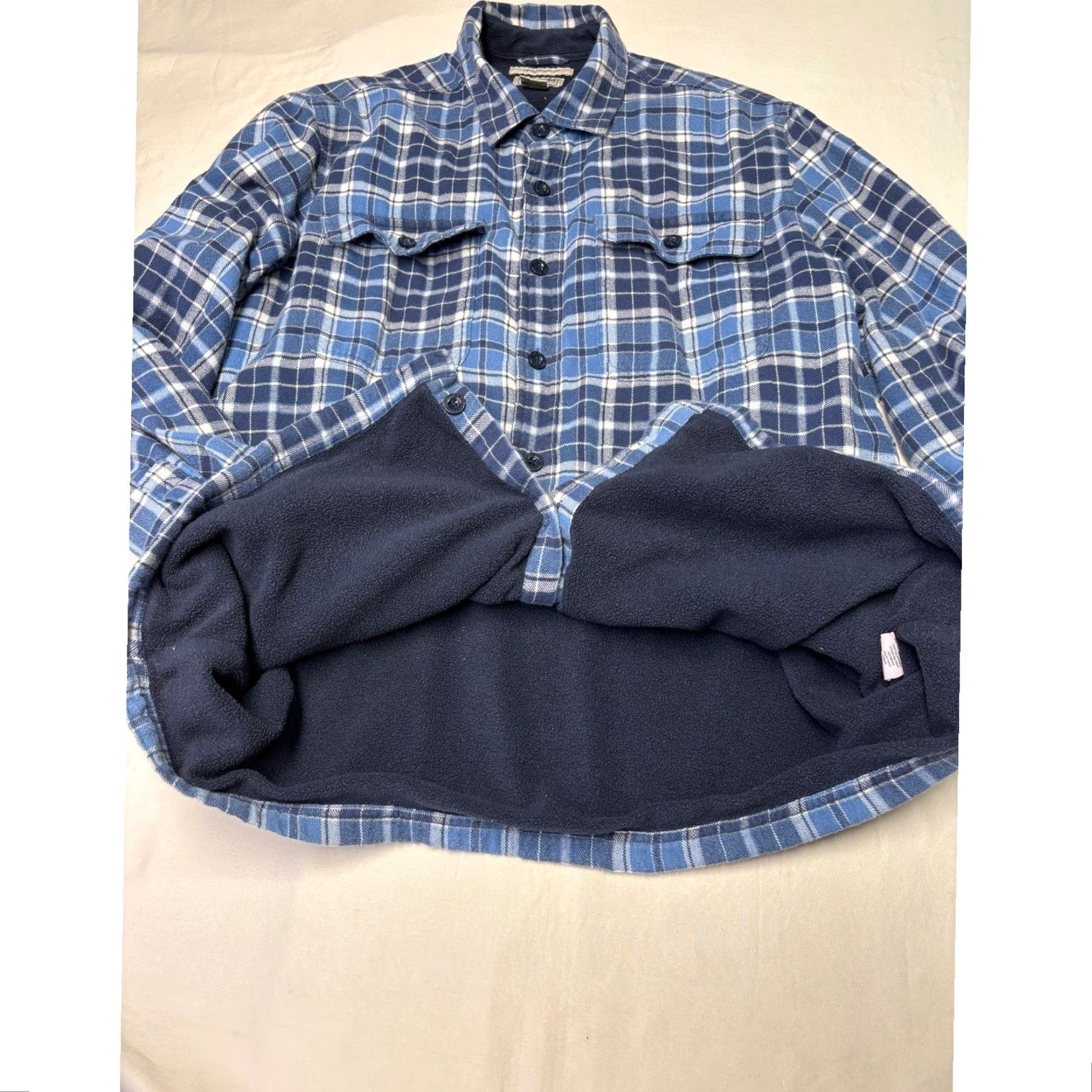 Vintage LL Bean Fleece Lined Flannel Shirt Mens Large Blue Plaid Traditional Fit Size US L / EU 52-54 / 3 - 5 Thumbnail
