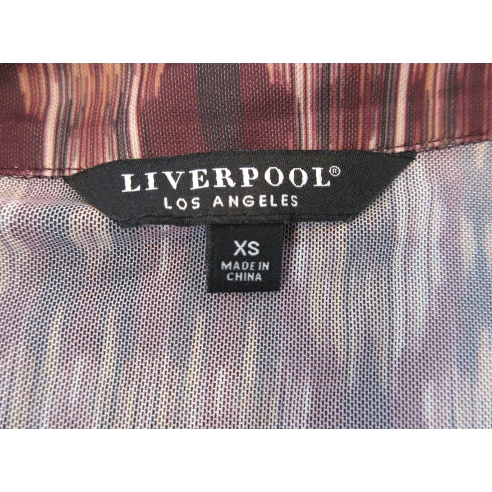 Vintage Liverpool Women's Brown Red Geometric Long Sleeve Button Up Blouse Stretch XS Size XS / US 0-2 / IT 36-38 - 5 Thumbnail