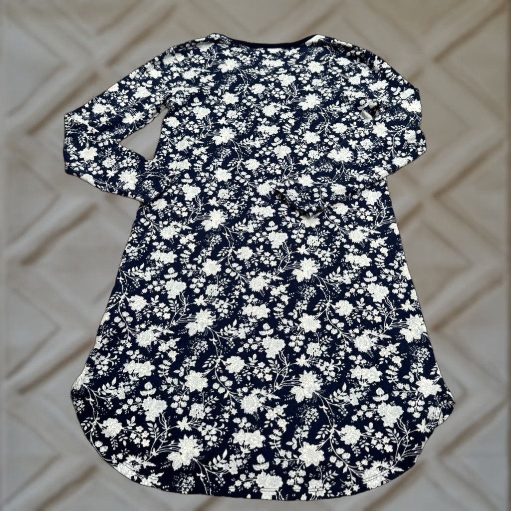 Lands' End VINTAGE Land's End Nightgown V-Neck Sleepwear Dress Womens XS Navy Blue White Floral Size XS / US 0-2 / IT 36-38 - 1 Thumbnail