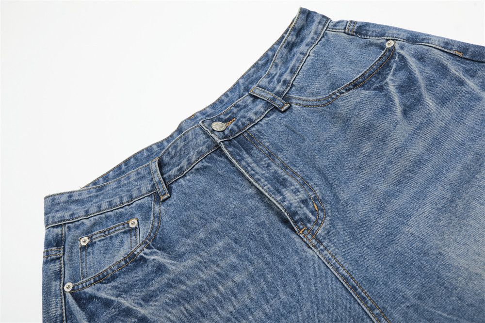 Japanese Brand × Jean Men's casual loose washed lightning pattern denim shorts Size US 32 / EU 48 - 4 Thumbnail