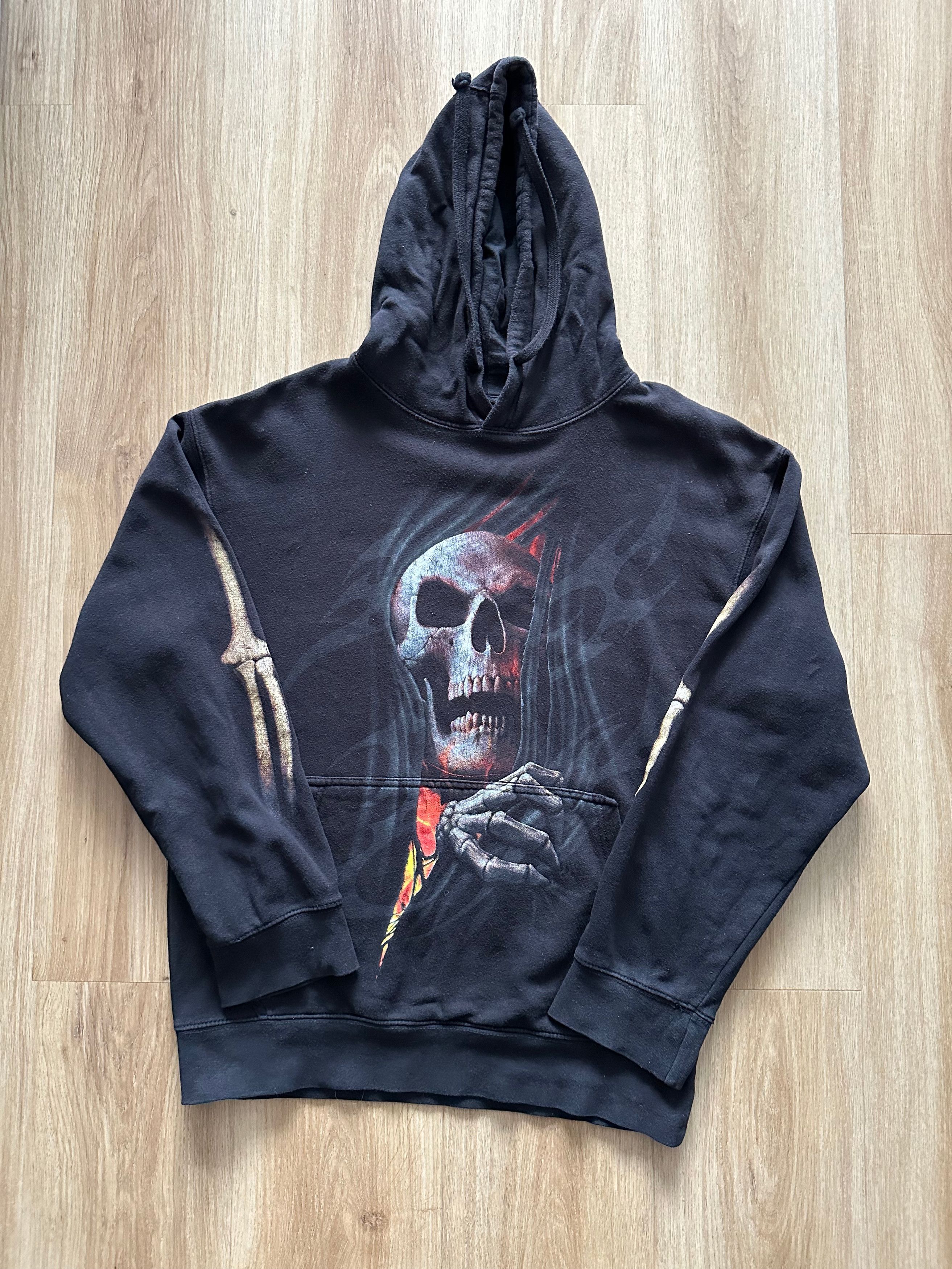 Other Spirial Full print skulls hoodie streetwear faded black Size US M / EU 48-50 / 2 - 8 Thumbnail