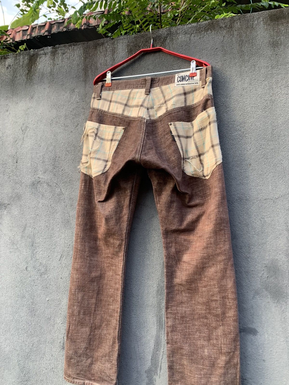 Vintage 👹VINTAGE CONCAVE DISTRESSED POCKET BROWN DENIM Size US 31 - 11 Thumbnail