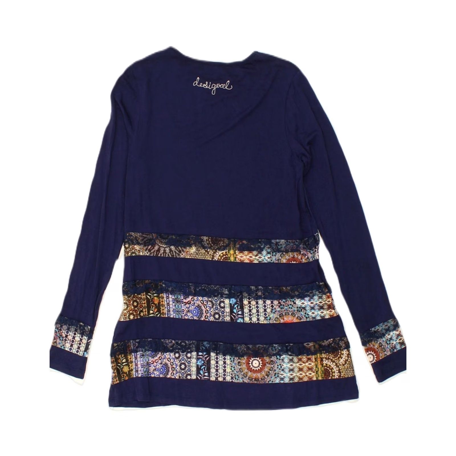 Desigual DESIGUAL Womens Tunic Top UK 6 XS Navy Blue Striped Viscose AQ07 Size XS / US 0-2 / IT 36-38 - 2 Thumbnail