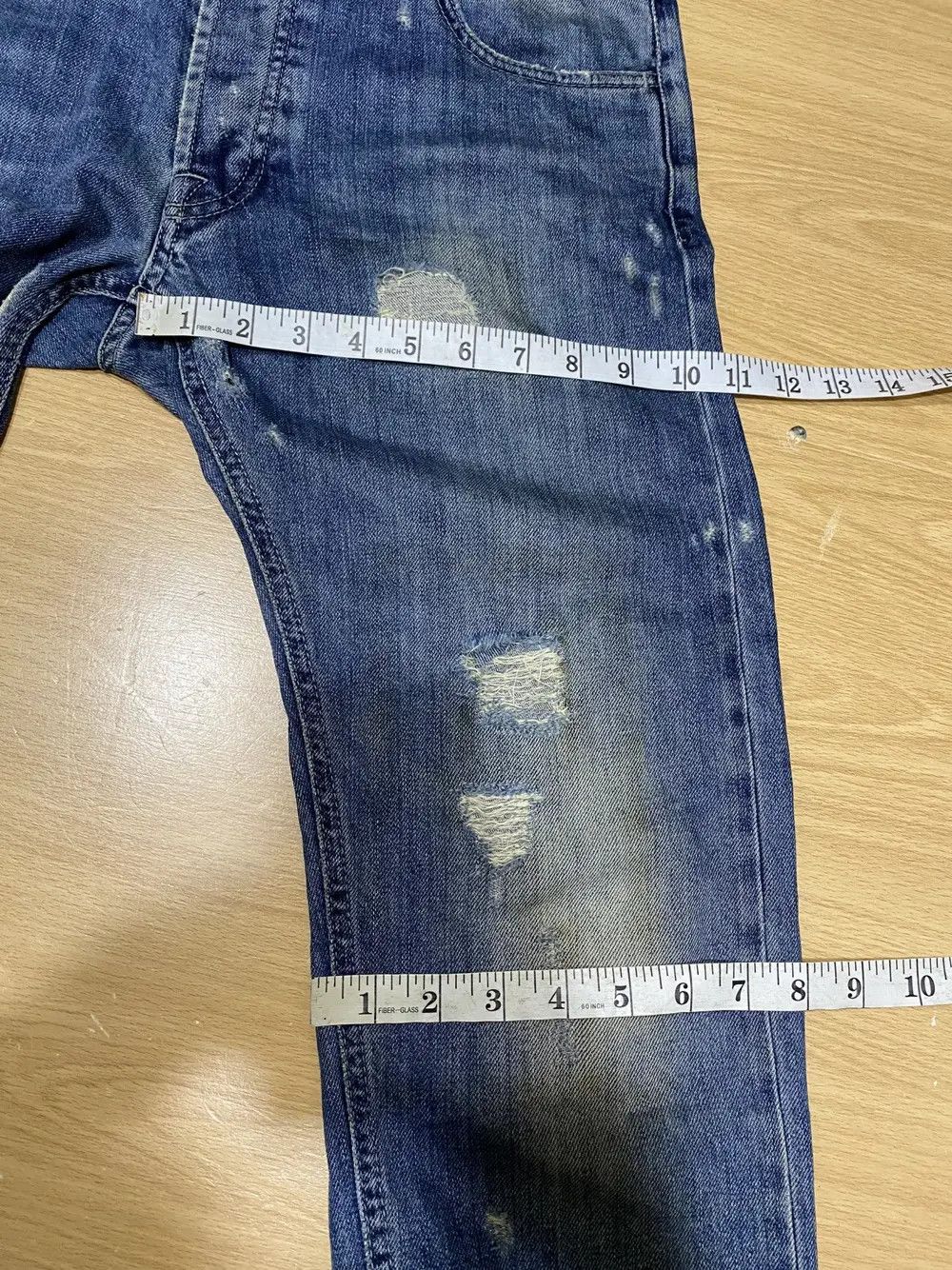 HYDROGEN Hydrogen Luxury Sportwear Jeans Distressed Bones Design Size US 31 - 21 Thumbnail