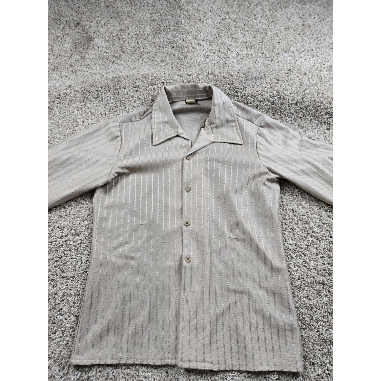 Vintage VINTAGE David Stuart Shirt Large Brown Stripe Point Collar Long Sleeve Disco 70s Size US L / EU 52-54 / 3 - 6 Thumbnail