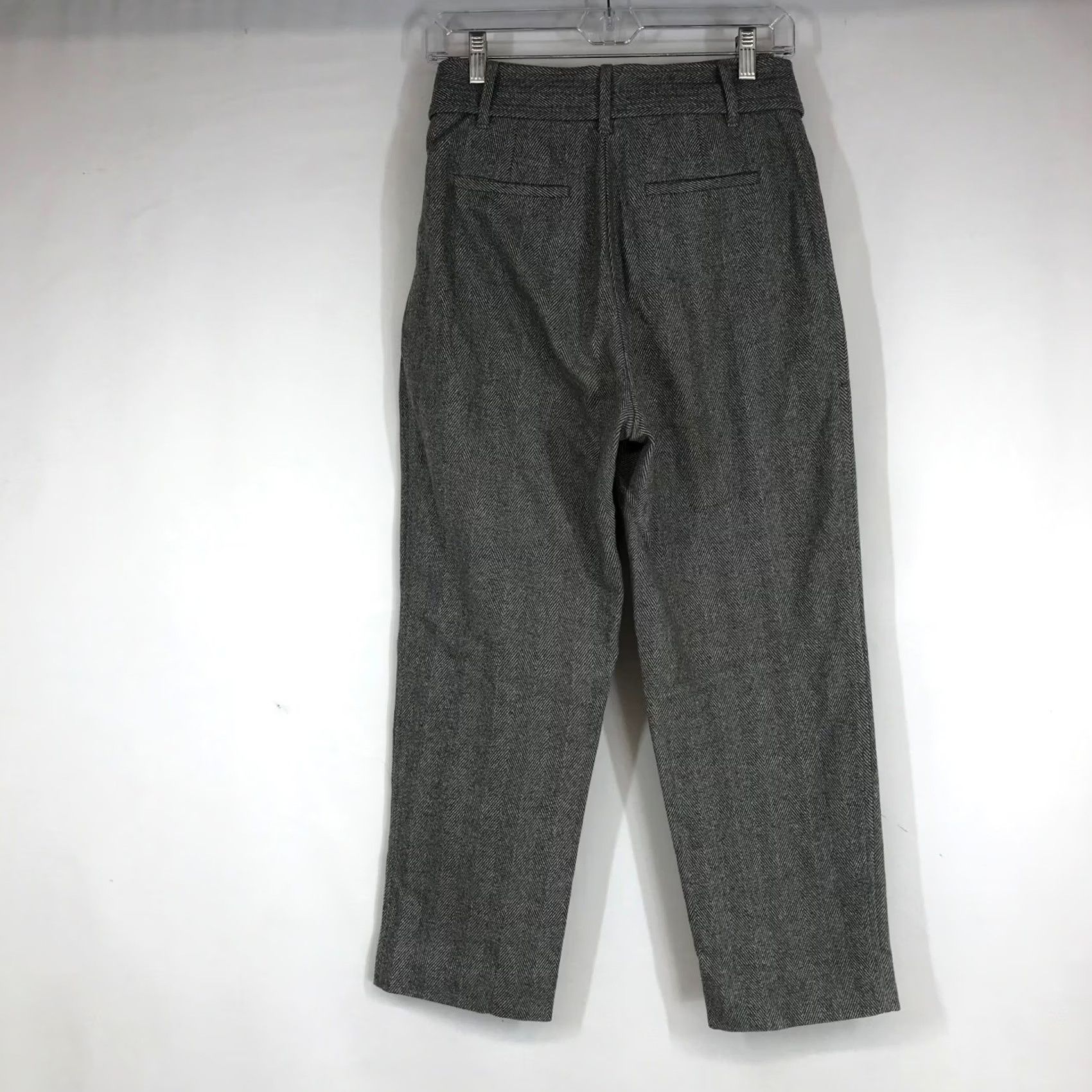 Vintage Wilfred Grey Herringbone Belted Cropped Pants Size 4 Size 27" / US 4 / IT 40 - 4 Thumbnail