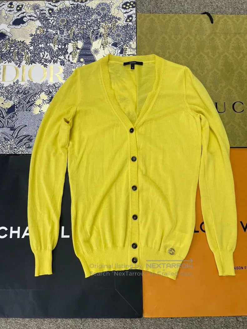 Gucci Gucci Yellow cashmere knitted cardigan coat Size S / US 4 / IT 40 - 1 Thumbnail