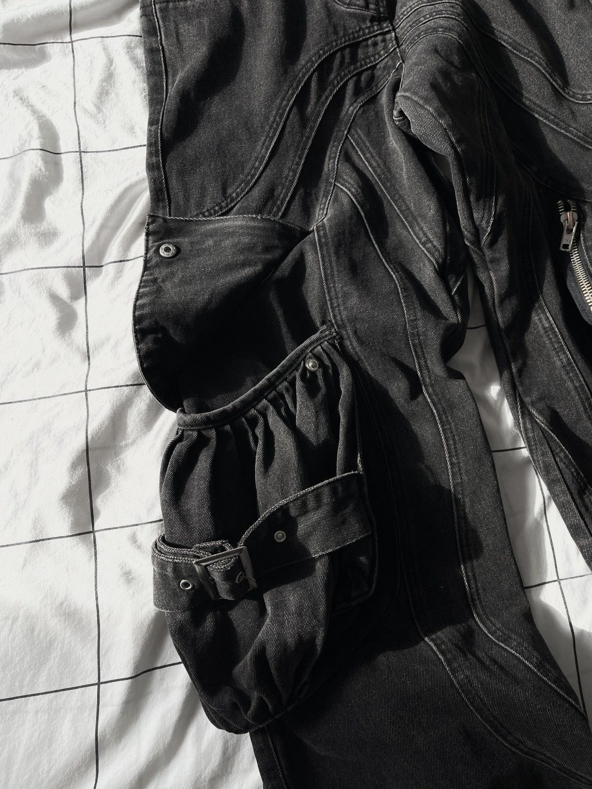 No Faith Studios NO FAITH STUDIOS Distressed Cargo Raver denim Baggy Pants Size US 32 / EU 48 - 17 Thumbnail
