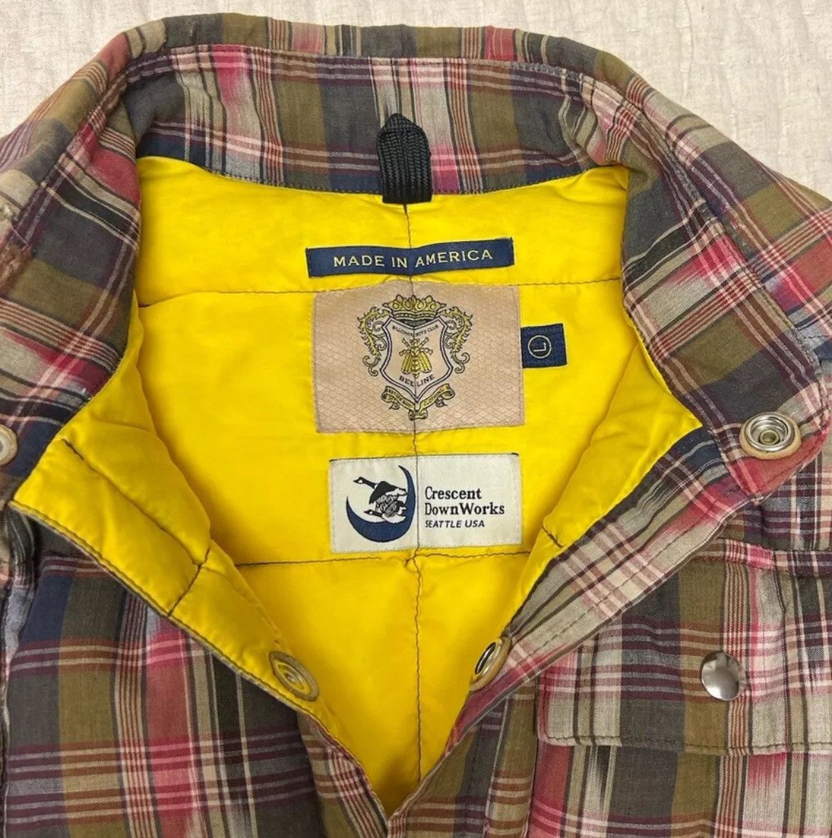 Billionaire Boys Club × Crescent Down Works Crescent Down Works x BBC Mens L Madras Snap Puffer Jacket Size US L / EU 52-54 / 3 - 4 Thumbnail