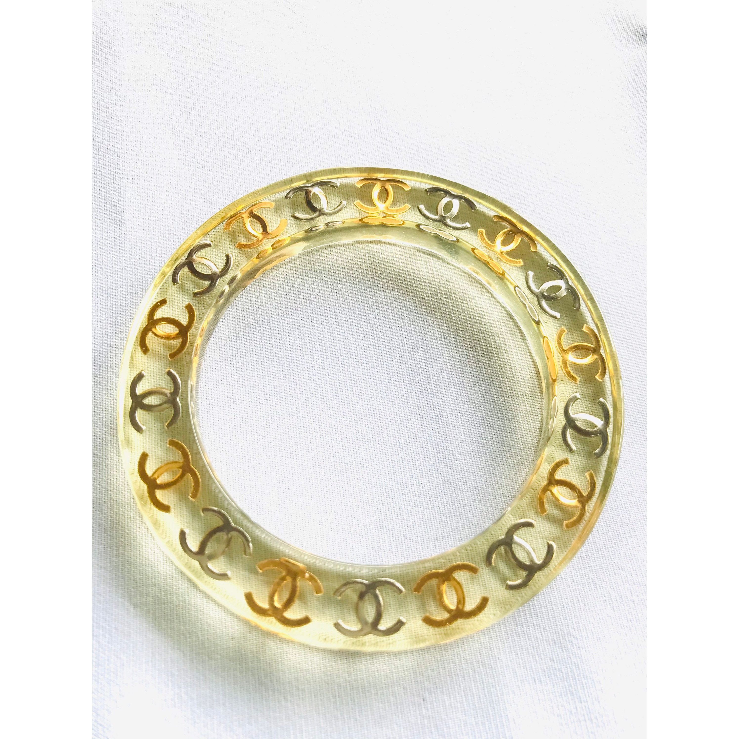Chanel Vintage CHANEL resin bangle with gold and silver CC Size ONE SIZE - 3 Thumbnail