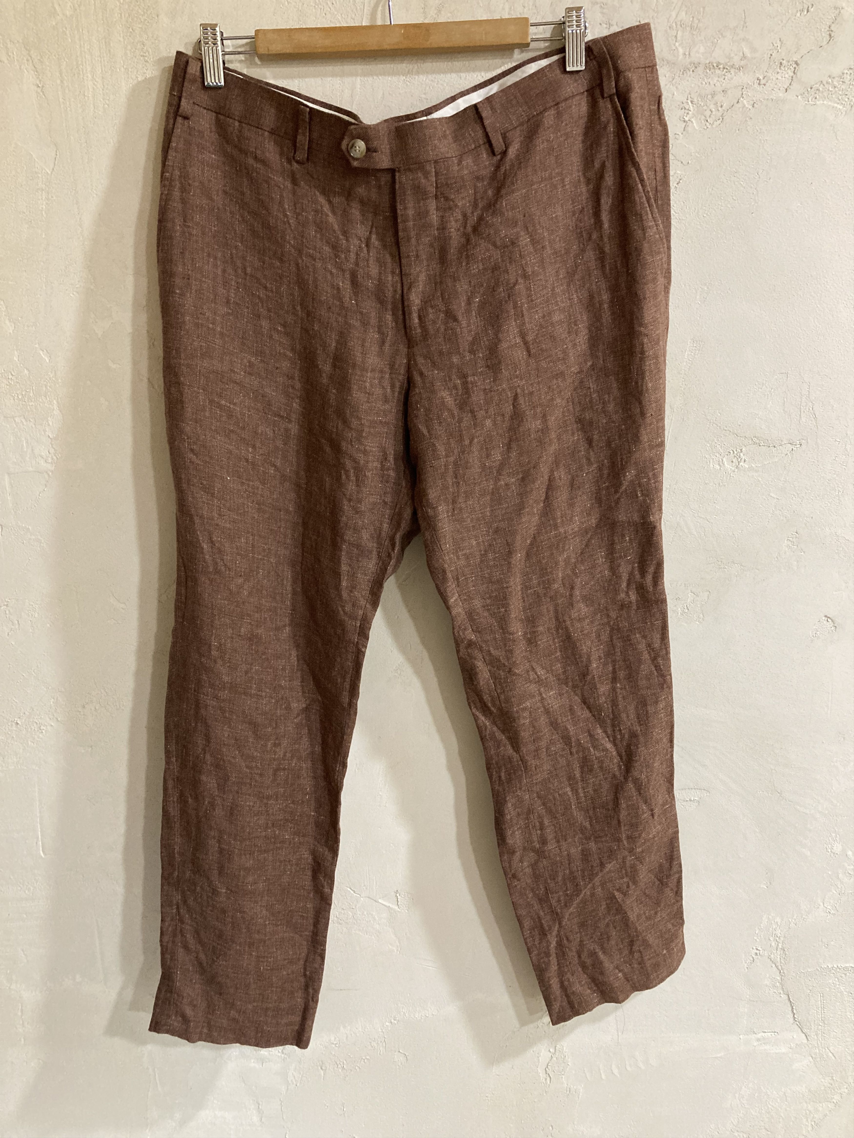 Moss MOSS BROS 1851 Tailored Linen Brown Tobacco Suit Pants Size US 36 / EU 52 - 2 Thumbnail