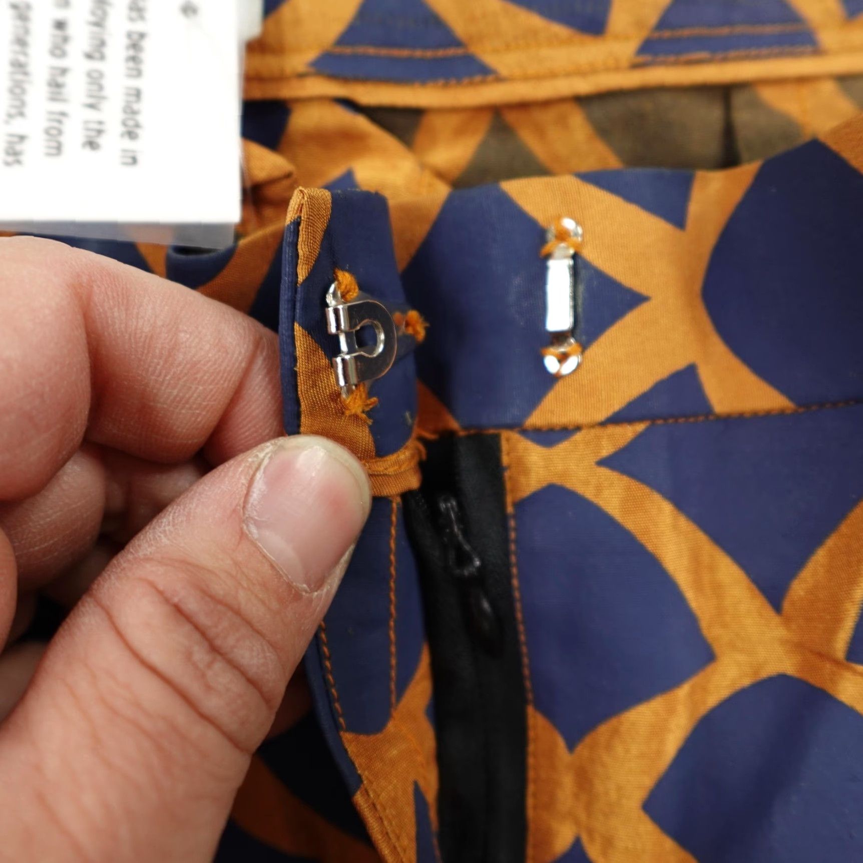 Vintage SANIA MASKATIYA Dress Pants Womens Small Blue Orange Geometric Print Lightweight Slacks NEW Size 28" / US 6 / IT 42 - 5 Thumbnail