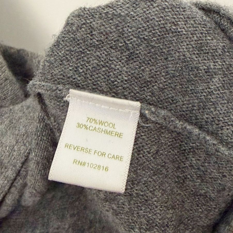Garnet Hill Gray Wool Cashmere Turtleneck Sweater Sz L
