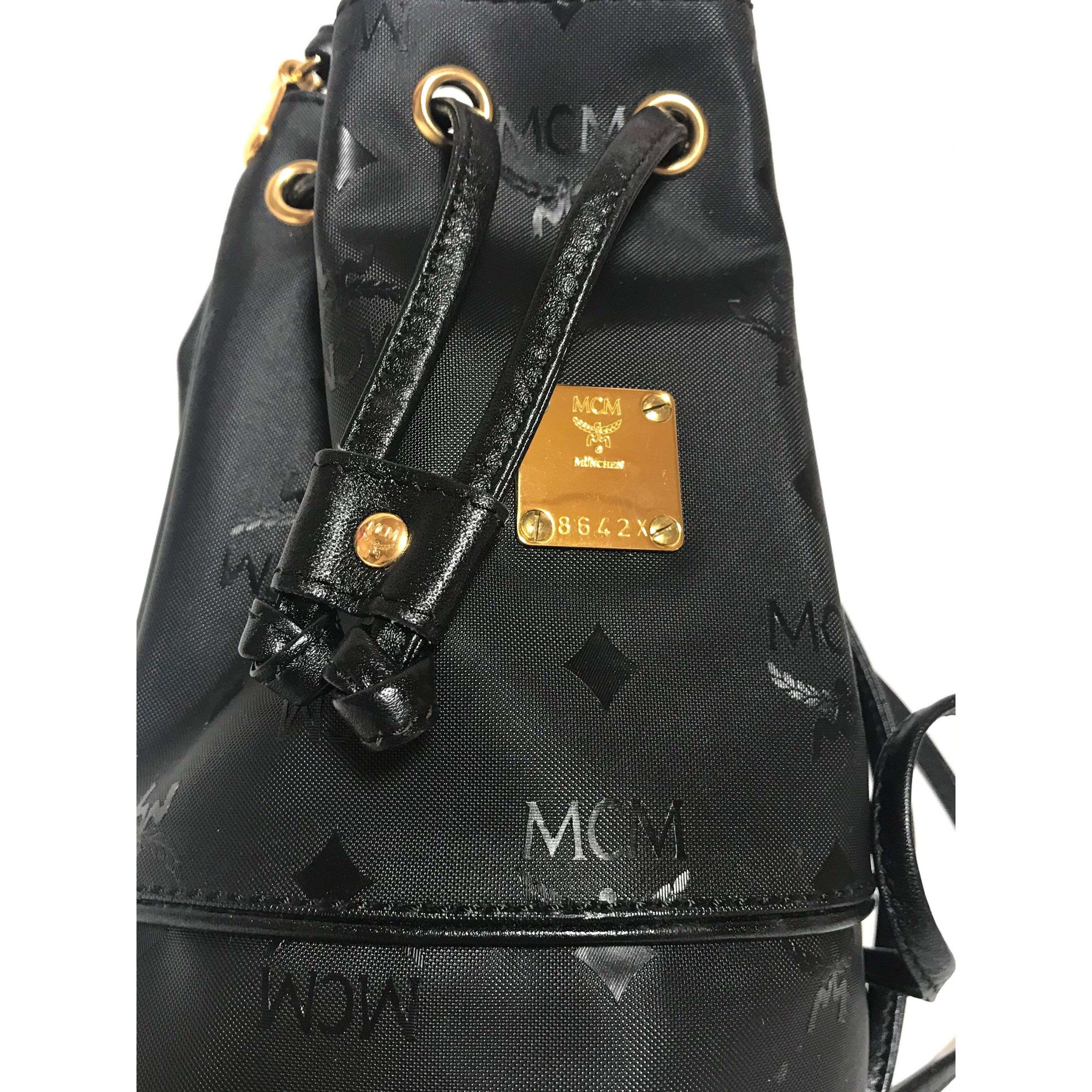 MCM MINT. Vintage MCM black monogram small hobo bucket shoulder Size ONE SIZE - 2 Thumbnail