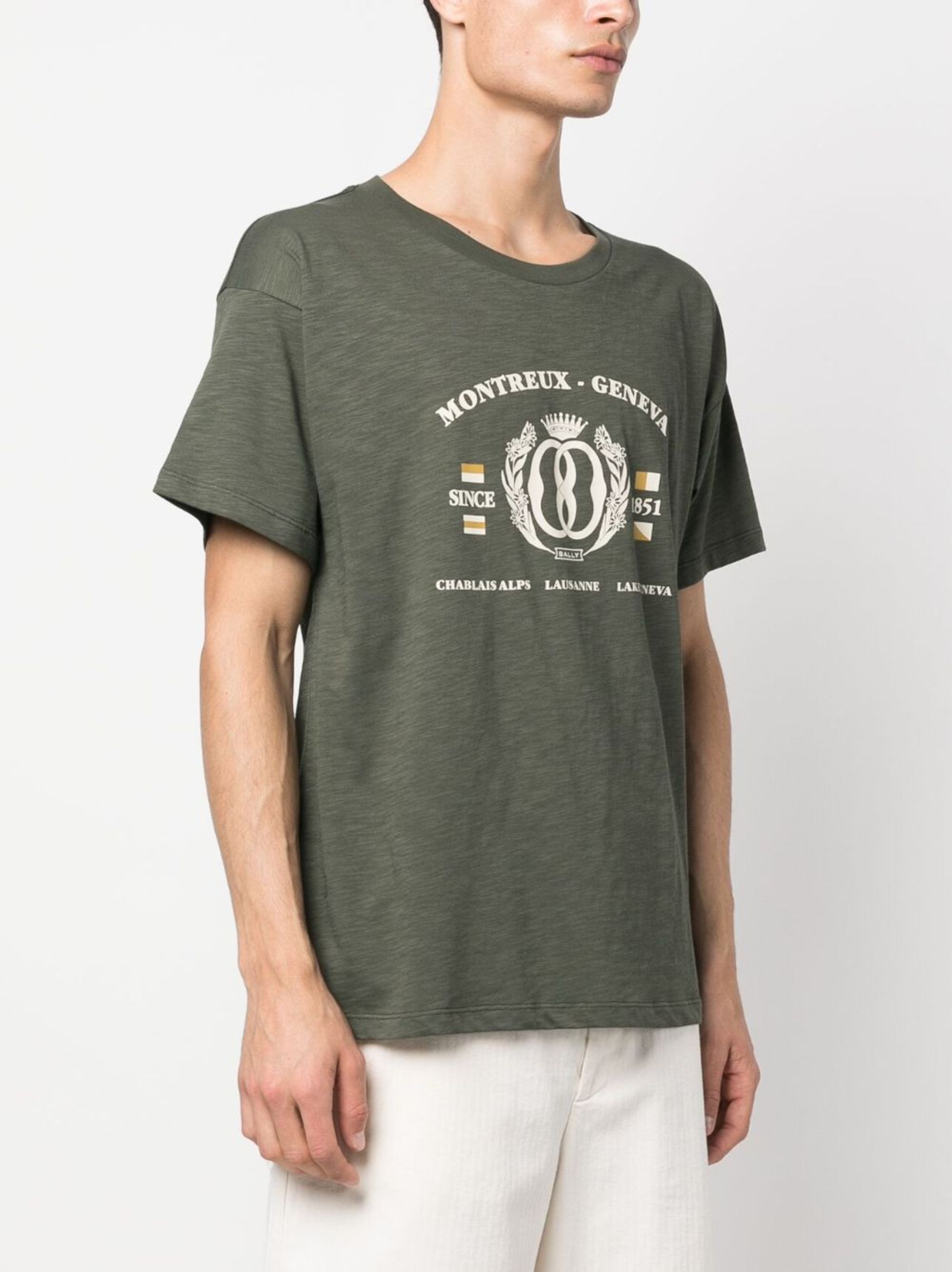 Bally o1y1224 Short Sleeves Logo Print T-Shirt in Military Green Size US L / EU 52-54 / 3 - 3 Thumbnail