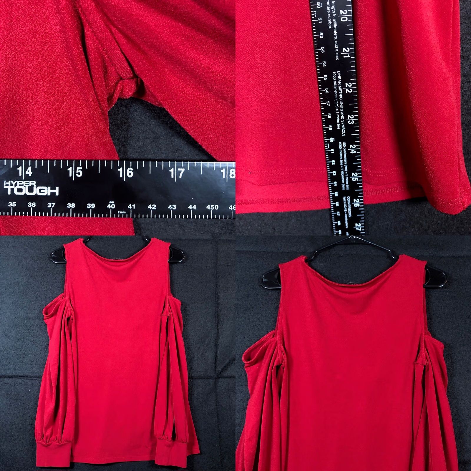 Express Express Blouse Red V-Neck Long Sleeve Cold Shoulder Medium Women Size M / US 6-8 / IT 42-44 - 8 Thumbnail