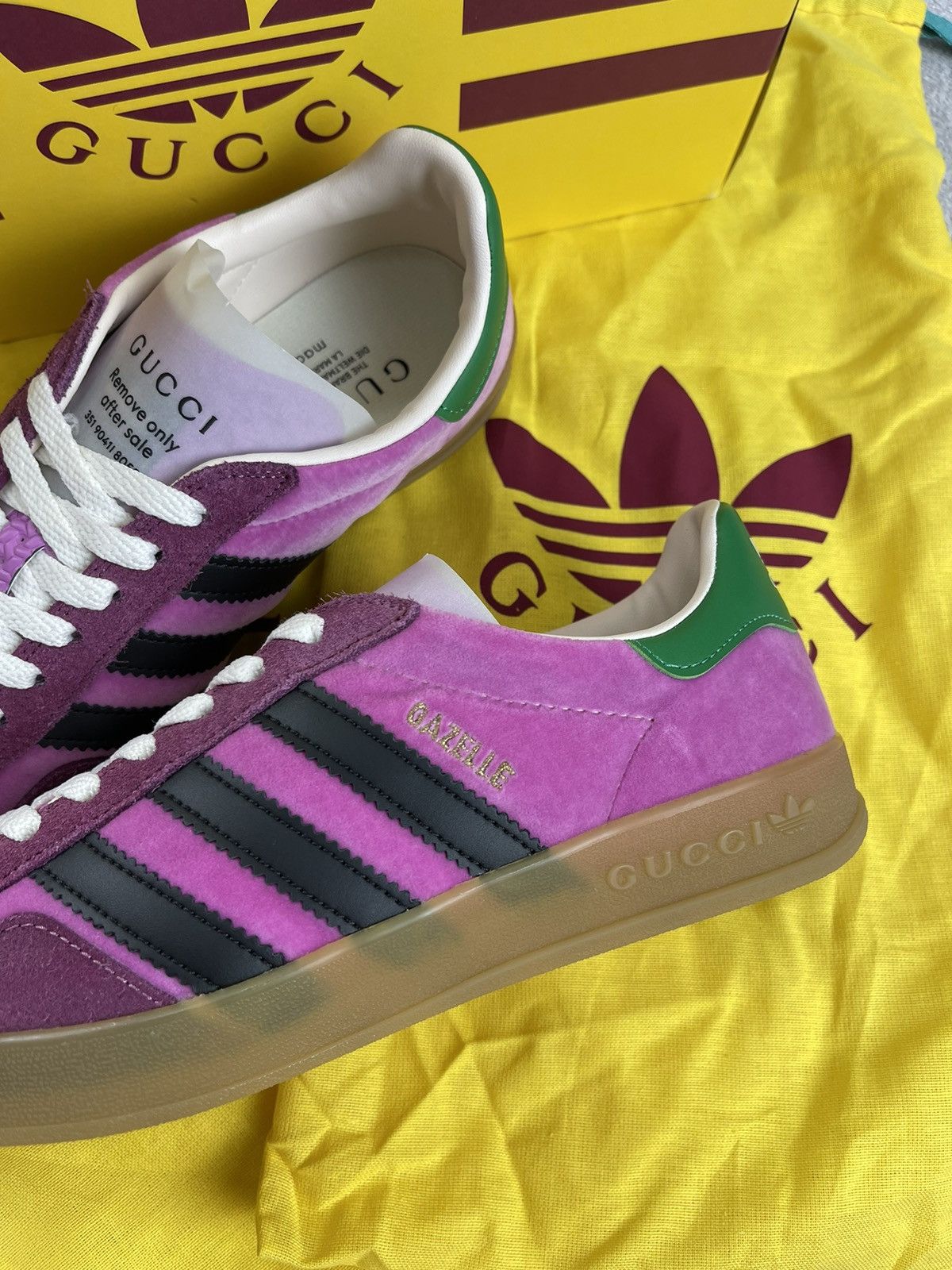Adidas Adidas x Gucci Gazelle Velvet Pink Size US 7 Women’s Size US 7 / IT 37 - 3 Thumbnail