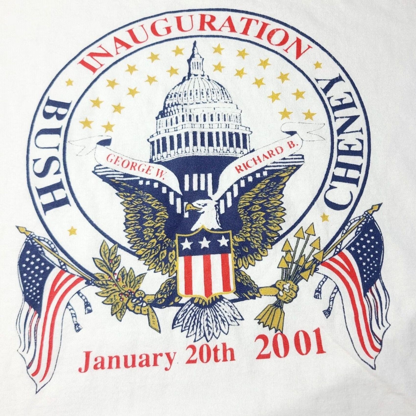Delta VINTAGE George W Bush Inauguration TShirt Mens XL White Dick Cheney President Shirt Size US XL / EU 56 / 4 - 2 Thumbnail