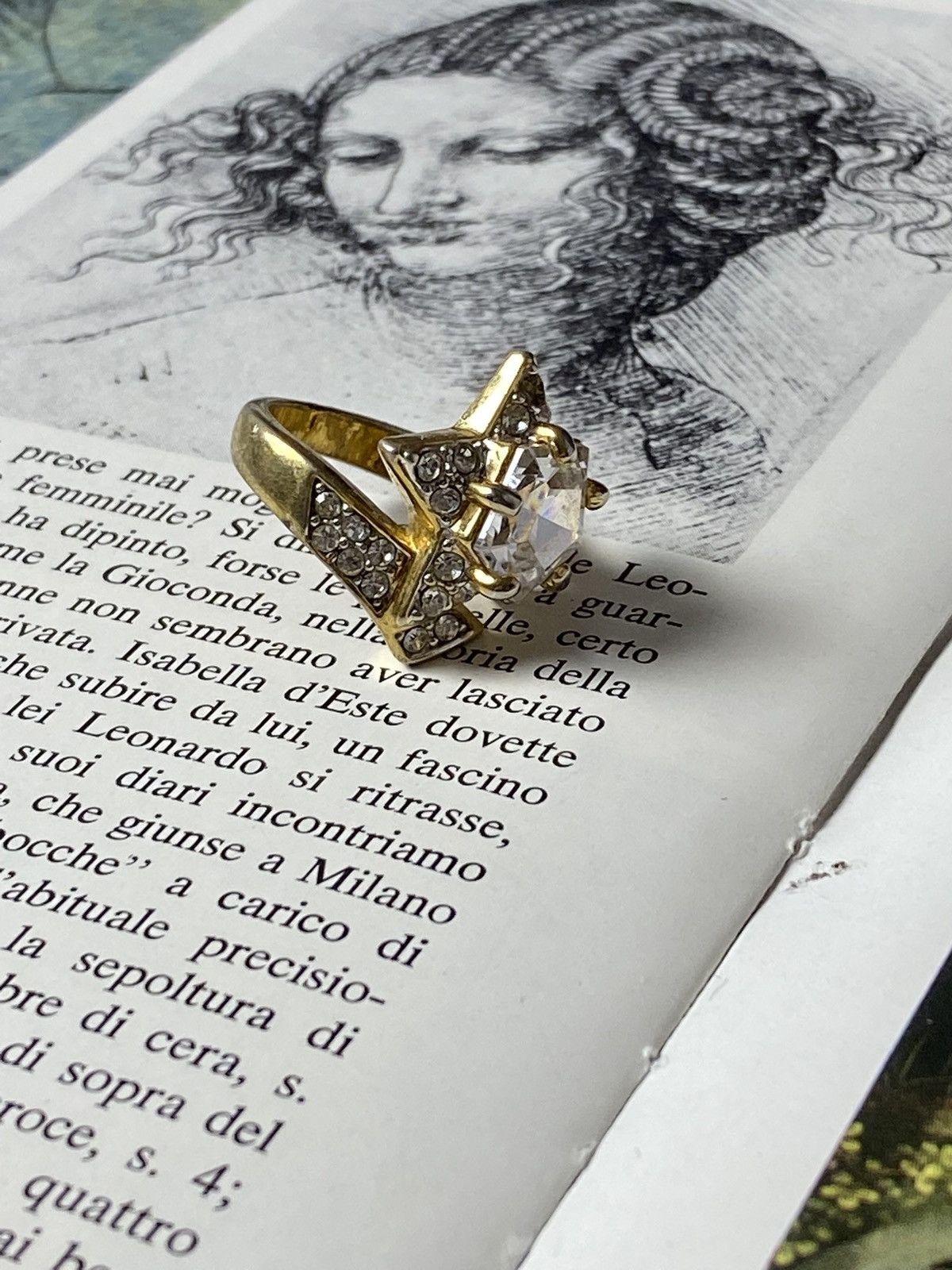 Japanese Brand Rare Retro Star Ring Futuristic Avant Garde Vintage Gold Size ONE SIZE - 2 Thumbnail