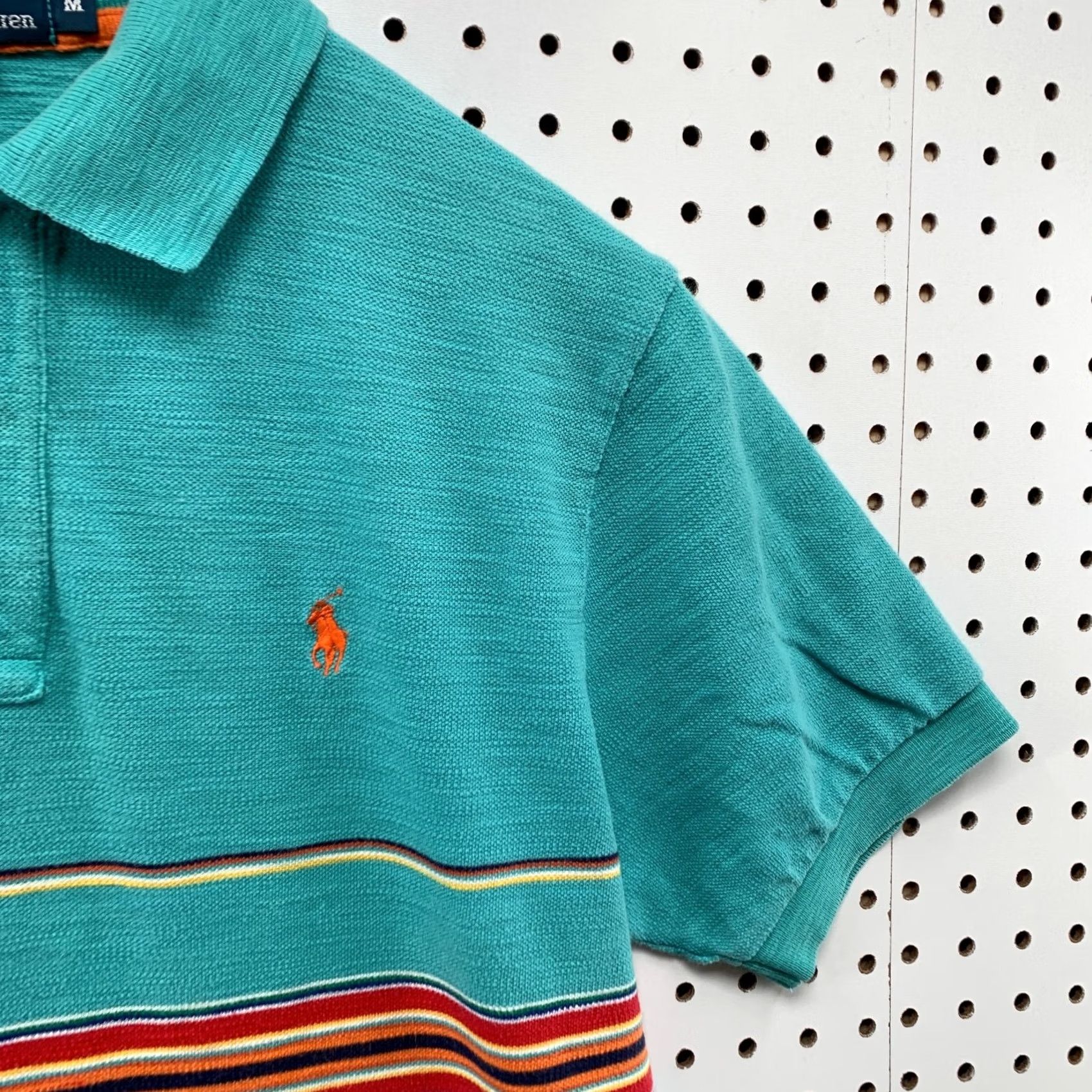 Polo Ralph Lauren VINTAGE Polo Ralph Lauren Shirt Mens Medium Green Orange Pony Stripe Size US M / EU 48-50 / 2 - 7 Thumbnail