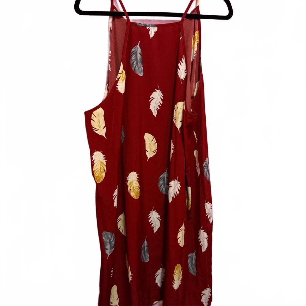 Designer Charming Red Leaf Print Dress Size 4XL / US 24-26 - 1 Thumbnail
