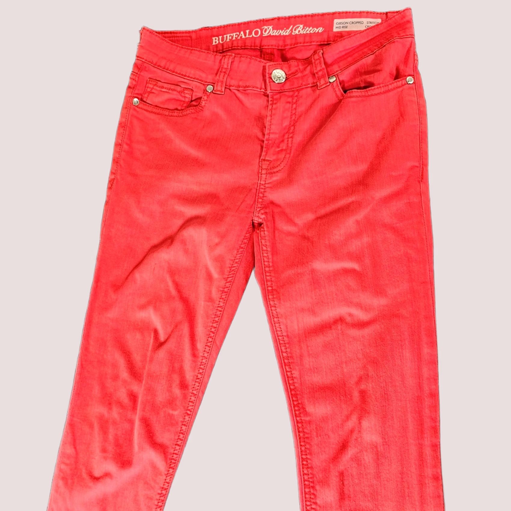 Buffalo David Bitton VINTAGE Buffalo David Bitton Jeans Women's Cropped Denim 27 Mid Rise Red Pink Stretch Inseam 22.5in Button Pockets Logo Size 28" / US 6 / IT 42 - 1 Thumbnail