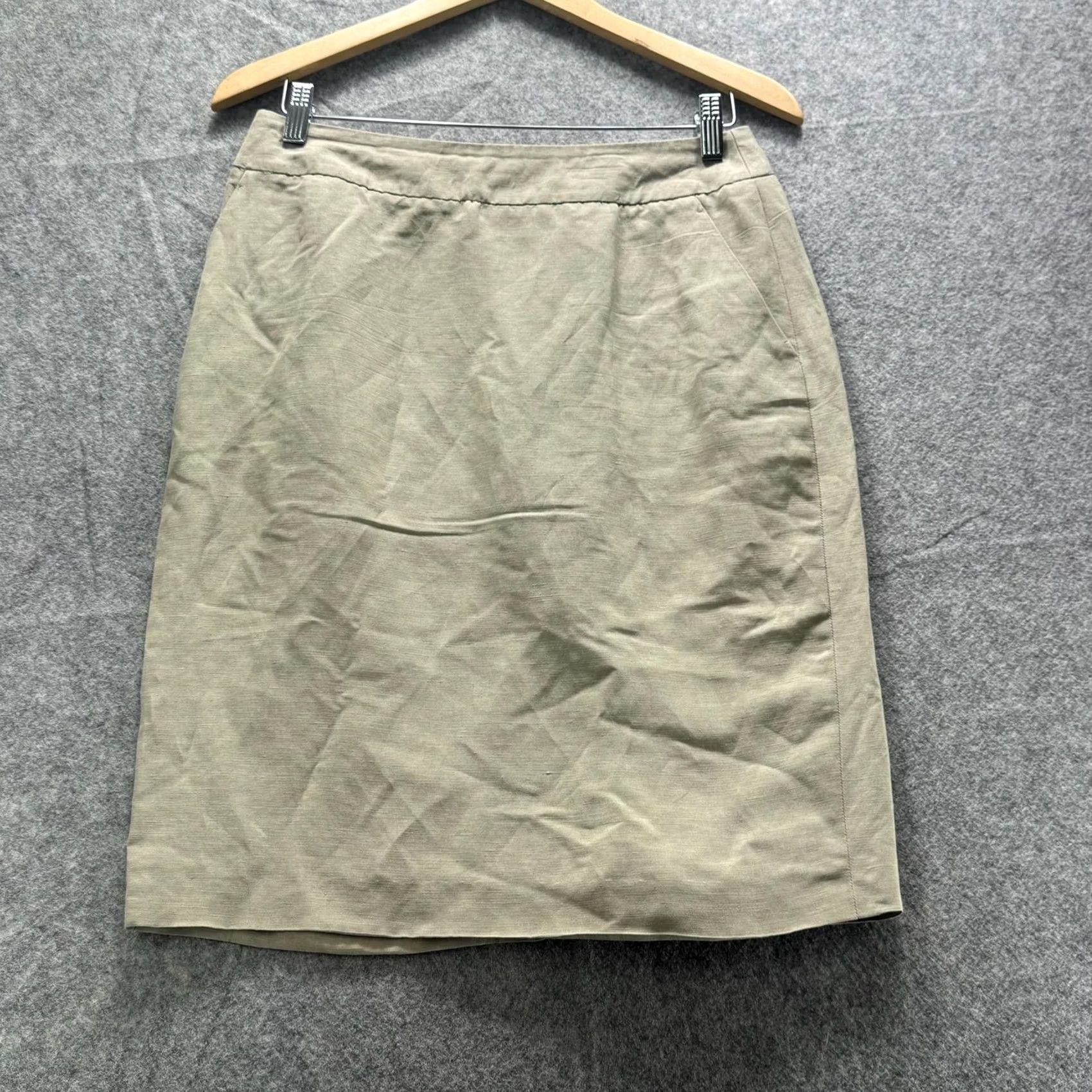 Armani Armani Collezioni Skirt Womens 8 Beige Linen Pencil Knee Length Made In Italy Size 30" / US 8 / IT 44 - 2 Thumbnail