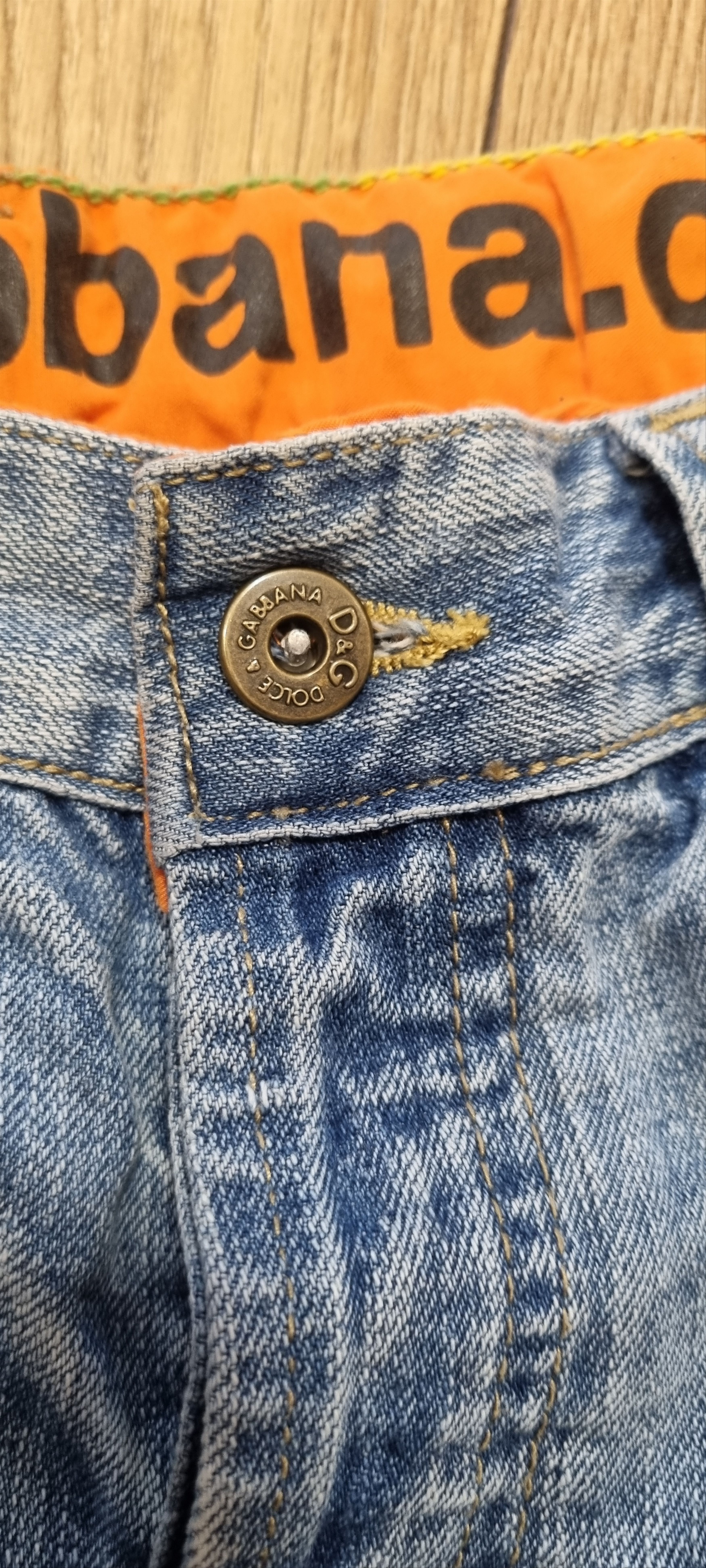 Dolce & Gabbana Dolce & Gabbana FW05 Orange Poem Jeans Distressed Ripped Size US 33 - 5 Thumbnail
