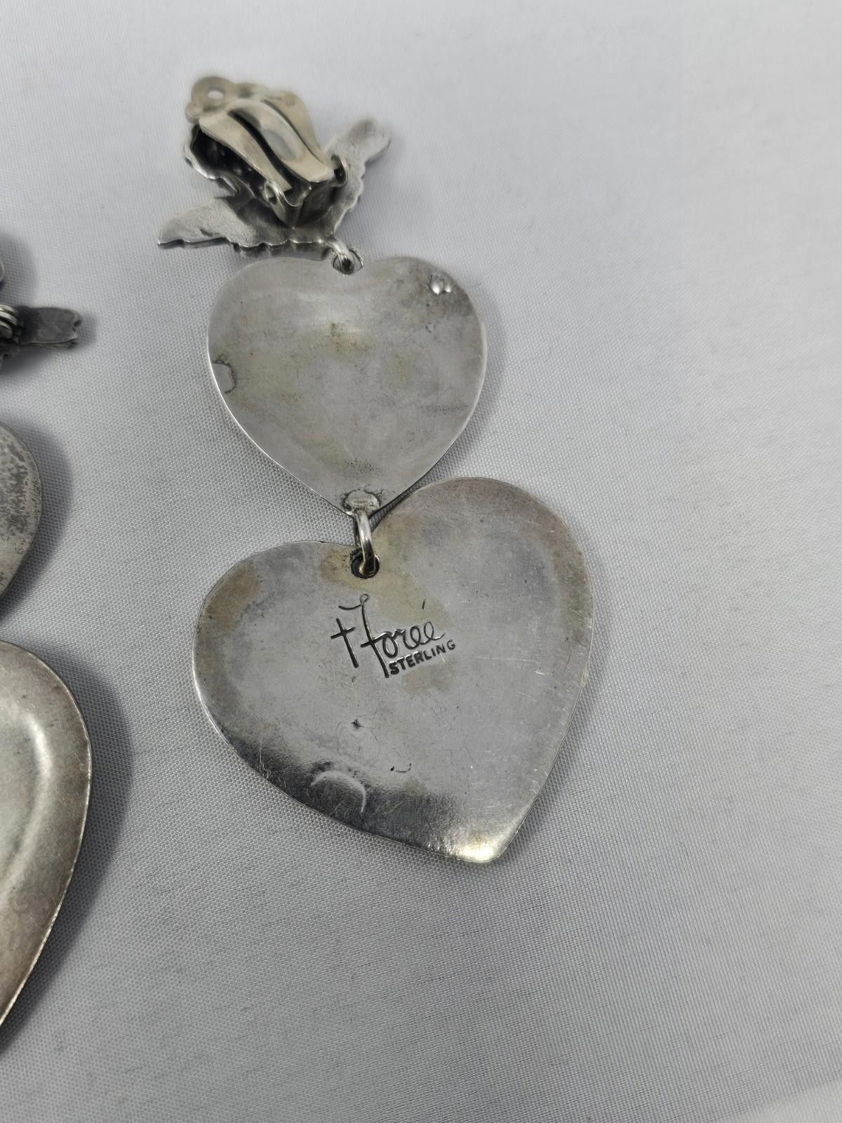Sterling Silver T Foree Sterling Valentine Cupid Heart Earrings & Pin Set Size ONE SIZE - 6 Thumbnail