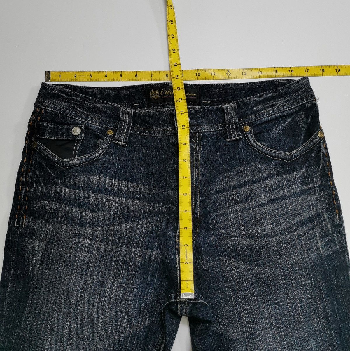 Japanese Brand Oririn Japan Bootcut Tribal Stitch Distressed Jeans Size US 34 / EU 50 - 9 Thumbnail