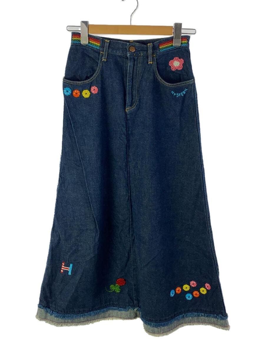 image of Hysteric Glamour Floral Denim Maxi Skirt in Blue, Women's (Size 26)