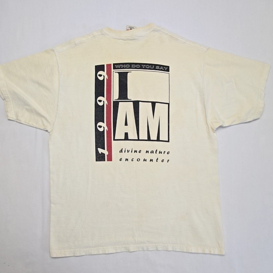 Fruit Of The Loom Vintage Jesus Shirt I AM White L Religion Tee 90s Size US L / EU 52-54 / 3 - 1 Thumbnail