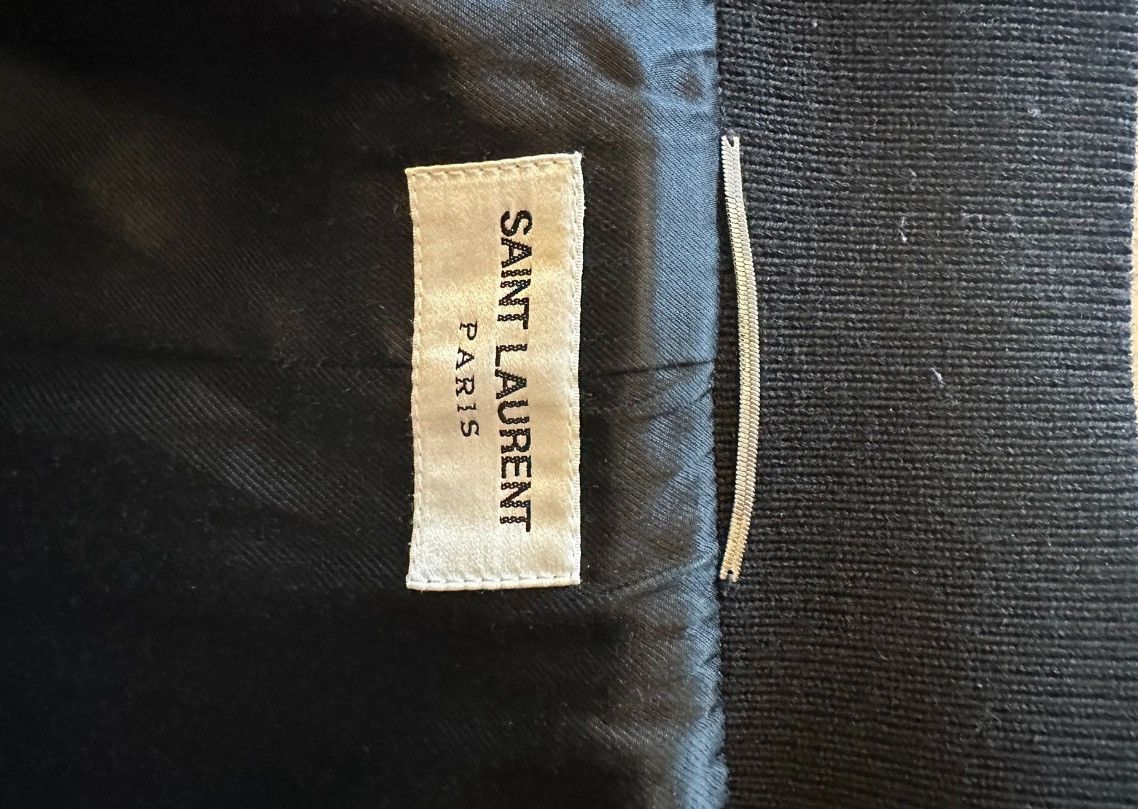 Saint Laurent Paris Saint Laurent Black Wool Leather Trim Bomber Jacket- Size US L / EU 52-54 / 3 - 3 Thumbnail
