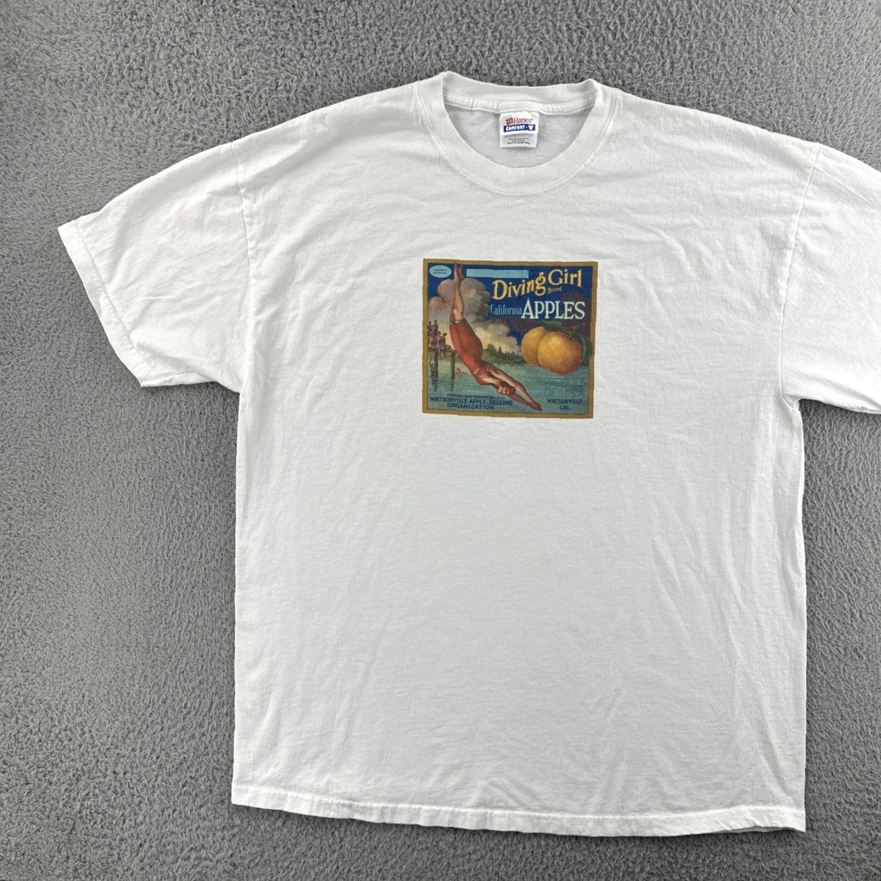 Hanes VINTAGE Hanes Comfor-T T-Shirt California Diving Girl White XL Men Shirt Short Sleeve Crew Neck Size US XL / EU 56 / 4 - 3 Thumbnail