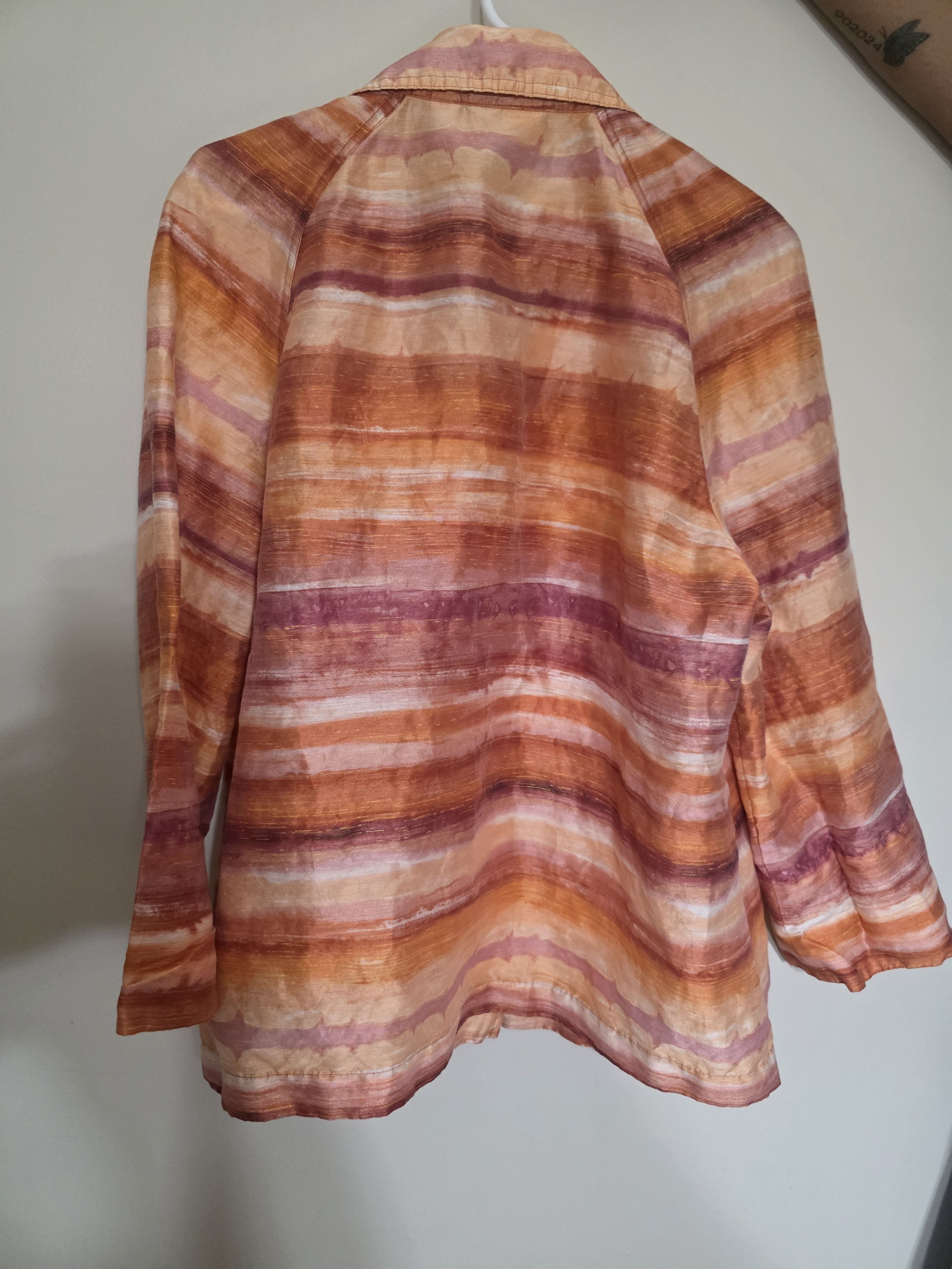 Chicos Women's Chico's linen blend watercolor striped blazer, XL Size XL / US 12-14 / IT 48-50 - 3 Thumbnail