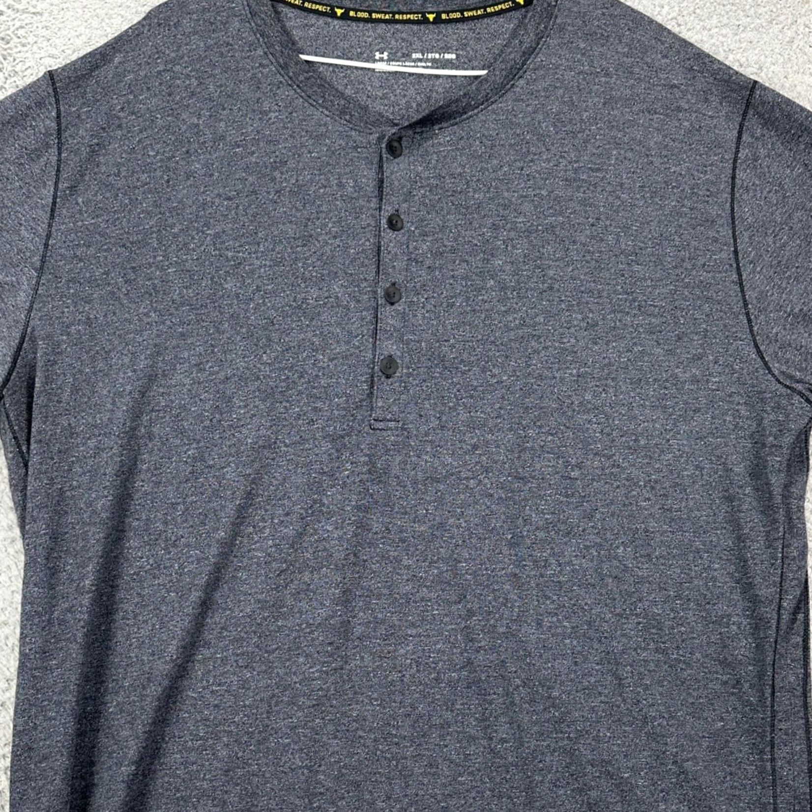 Under Armour Under Armour Project Rock Henley Long Sleeve T-Shirt 2XL Mens Gray HeatGear Moisture Wicking Athletic Performance Shirt Size US XXL / EU 58 / 5 - 4 Thumbnail