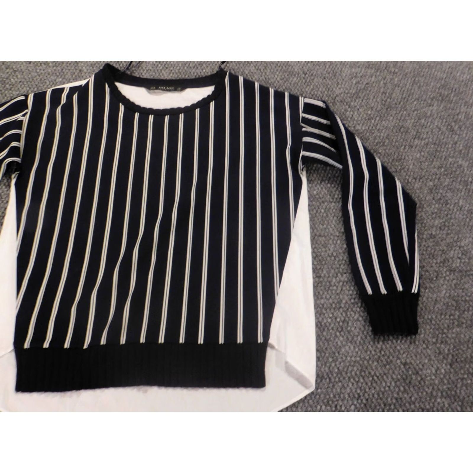 Zara Zara Blouse XS Blue Striped Crew Neck Pullover Shirt Womens Vintage: No Size XS / US 0-2 / IT 36-38 - 2 Thumbnail