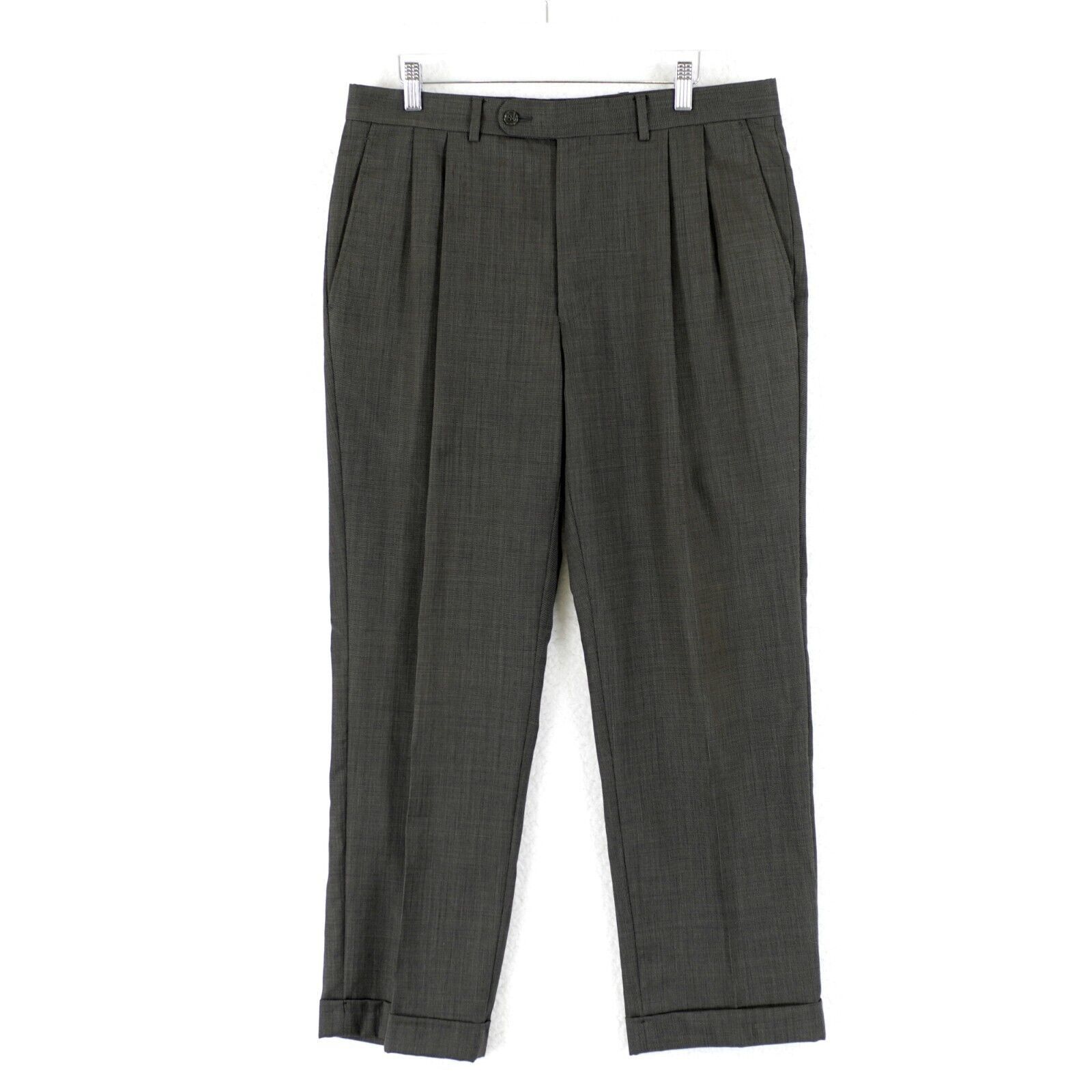 Jack Victor Jack Victor Valentino CT Wool Green Gray Nailshead Pleated D Size 34R - 1 Thumbnail