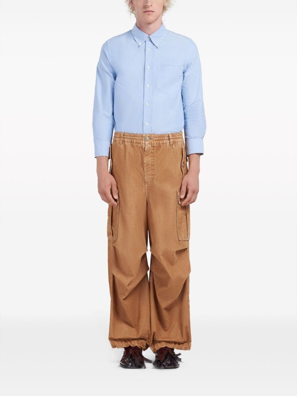 Marni oc11z0525 Draped-Detail Cargo Pants in Brown Size US 36 / EU 52 - 2 Thumbnail