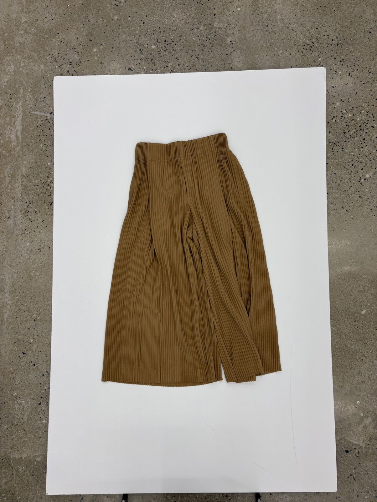 Homme plisse wide crop pants beige