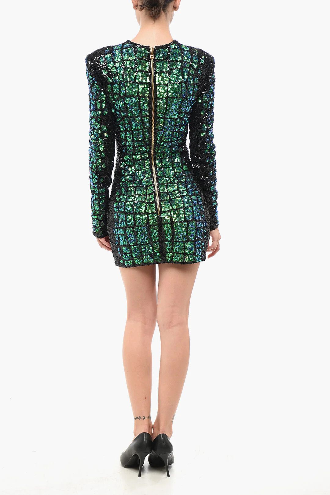 Balmain og1mm0326 Long-Sleeved Mini Dress in Multicolor Size S / US 4 / IT 40 - 2 Thumbnail