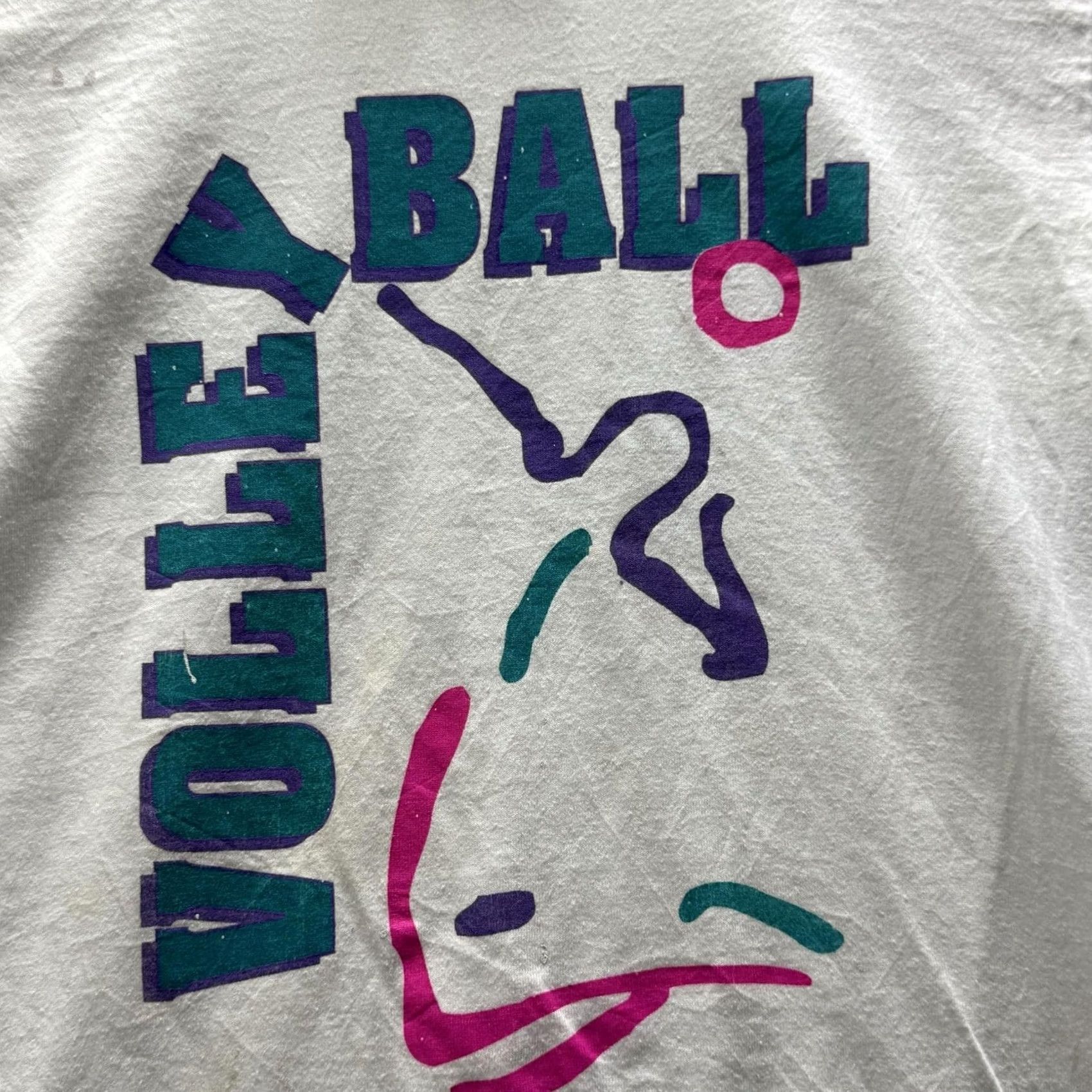 Vintage VINTAGE Volleyball Shirt Mens M White Graphic Tee Crewneck Cotton Jersey SS 90s Size US M / EU 48-50 / 2 - 2 Thumbnail